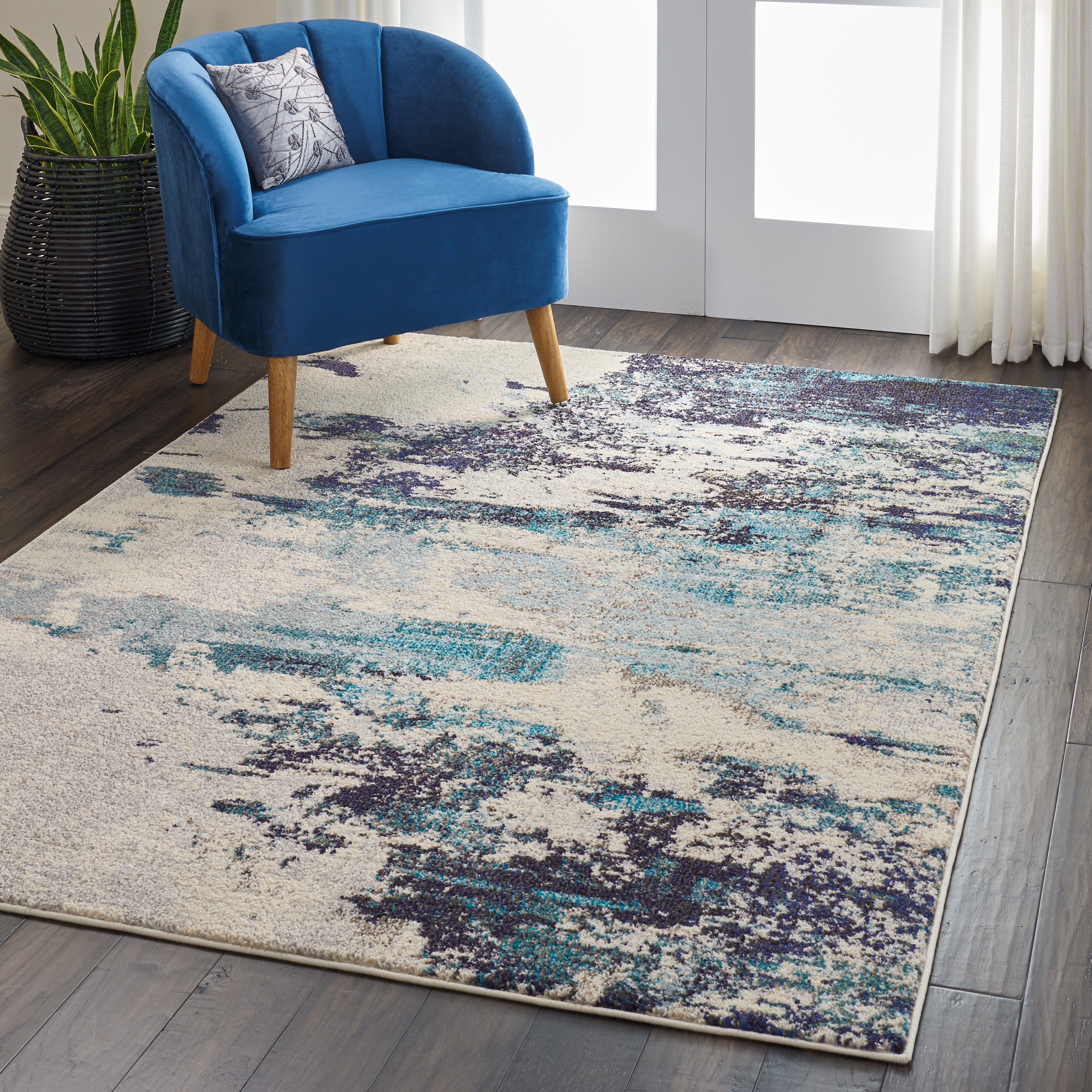 Nourison Celestial CES02 Ivory Teal Blue Rug